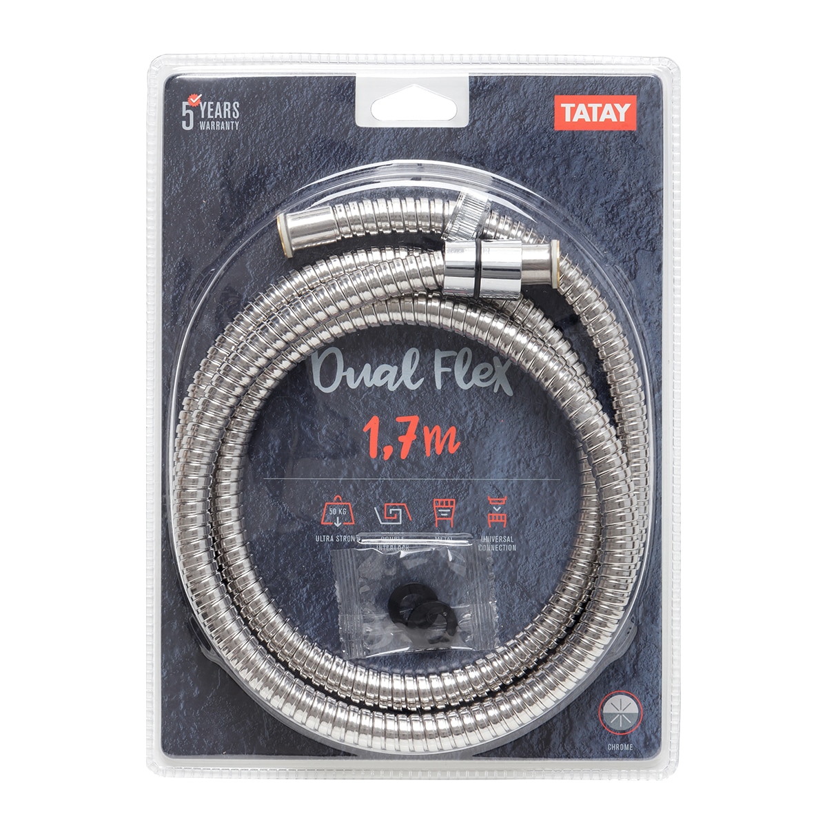 Bicha de Chuveiro Universal Metálica Cromada Dual Flex Cromado-2