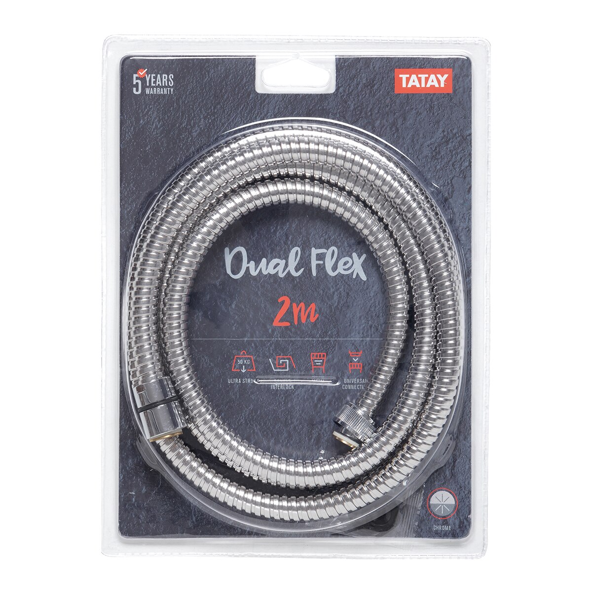 Bicha de Chuveiro Universal Metálica Cromada Dual Flex Cromado-2