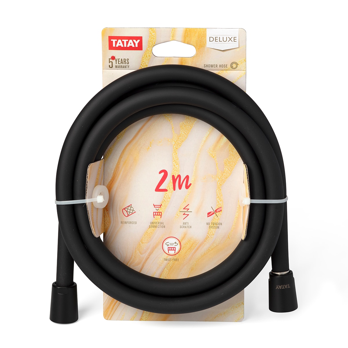 Tubo de duche 2 m Loop Silver Preto Preto-2