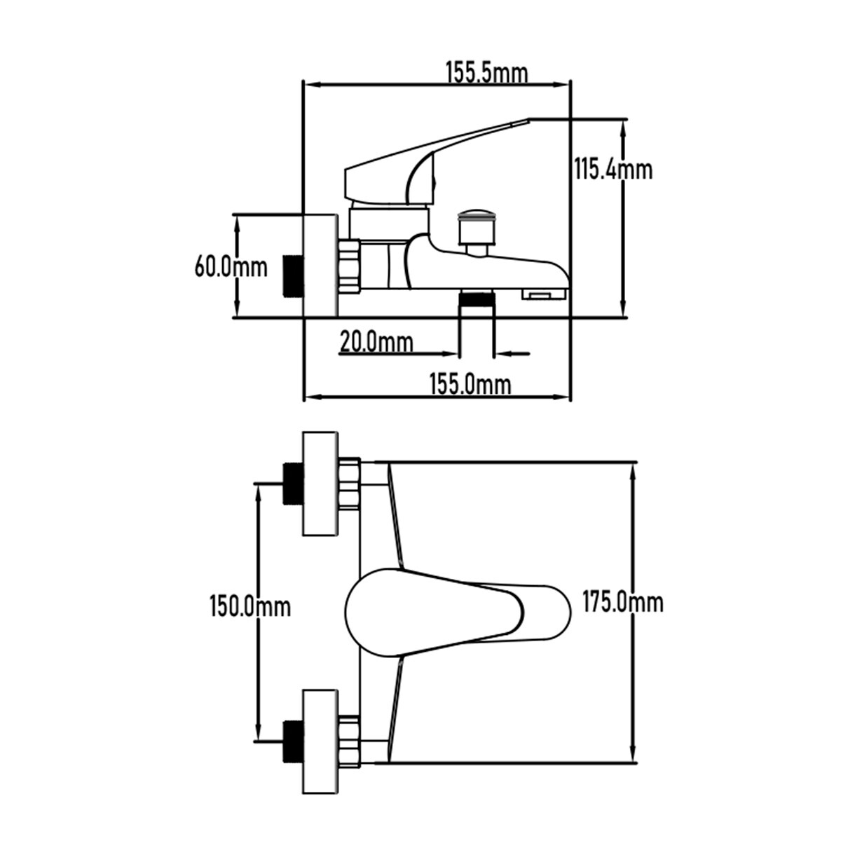 Grifo Monomando de Baño+Ducha Han Cromo-2