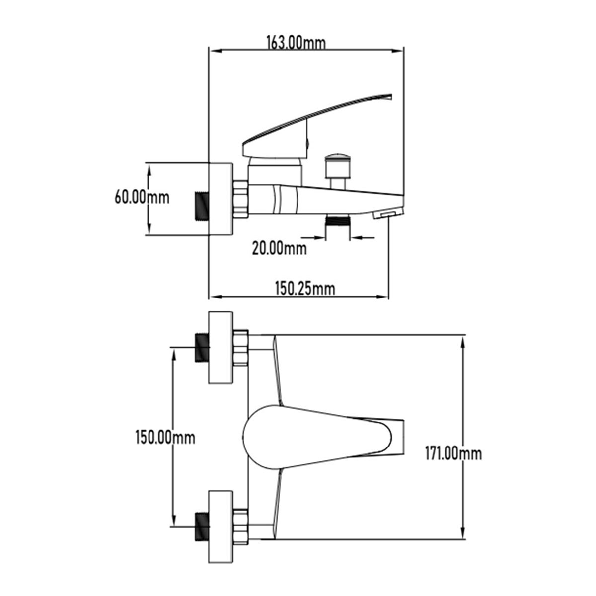 Grifo Monomando de Baño+Ducha Amazonas Black Edition Negro-2