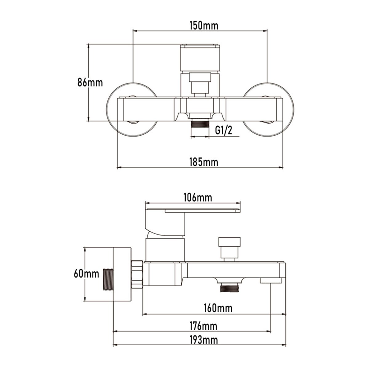Grifo Monomando de Baño+Ducha Yangtsé Cromo-2