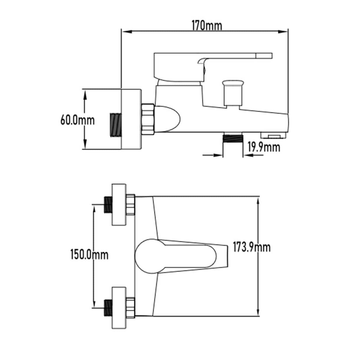 Grifo Monomando de Baño+Ducha Ganges Cromo-2