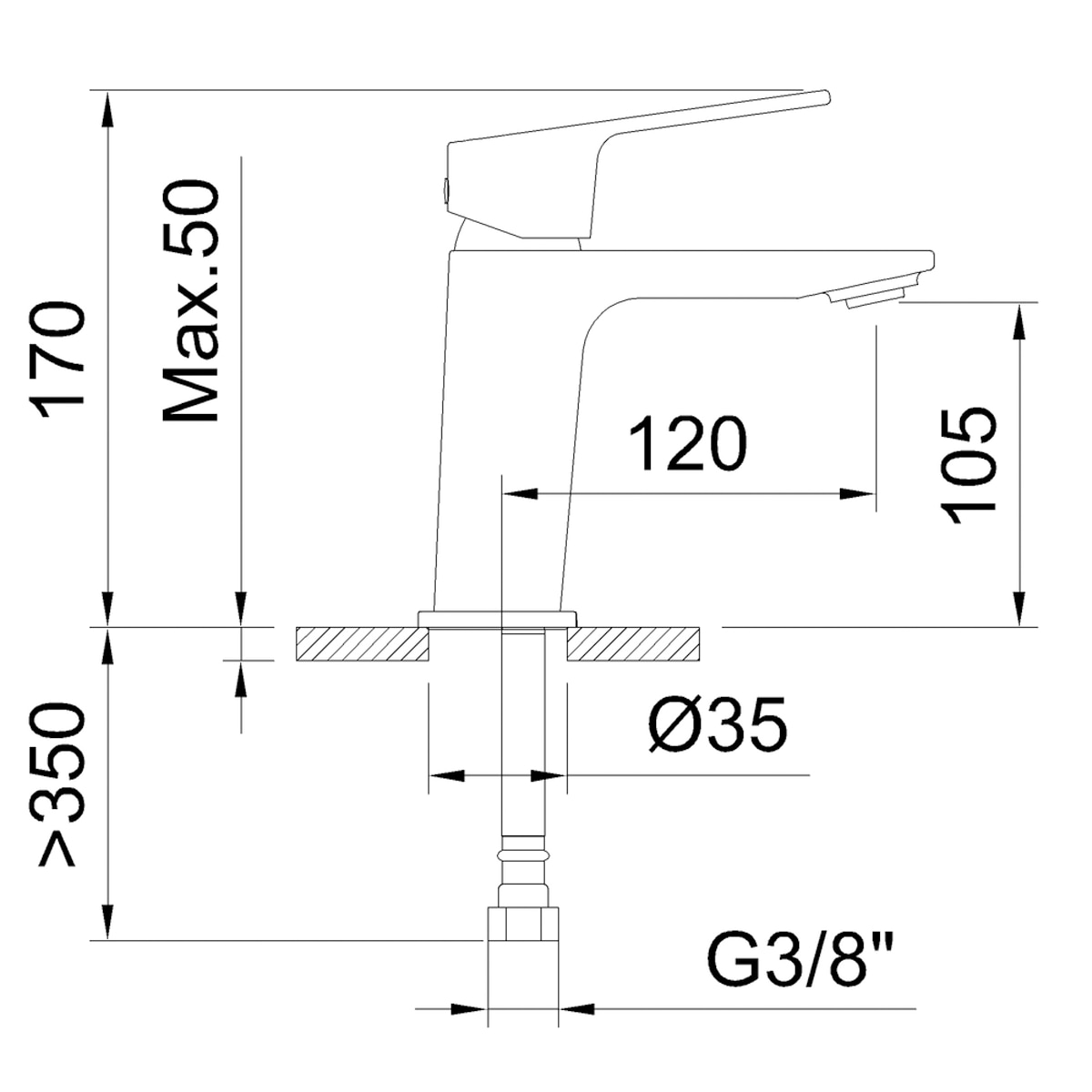 Grifo Monomando de Lavabo Vogue Xtreme 105 mm Cromo-5