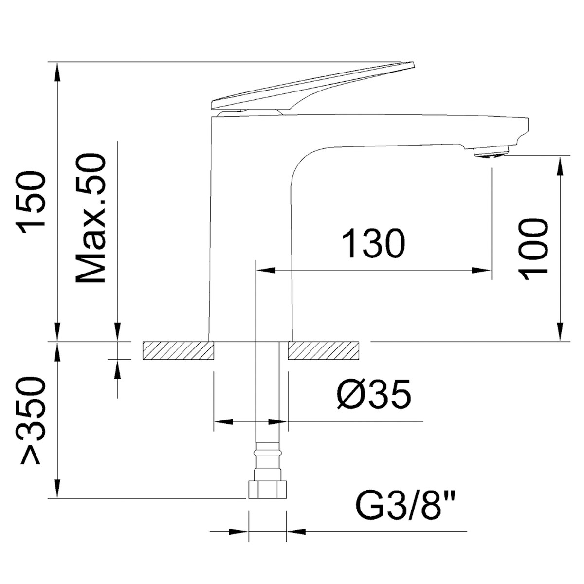 Torneira Misturadora de Lavatório Velvet III - 100 mm Ouro Escovado-5