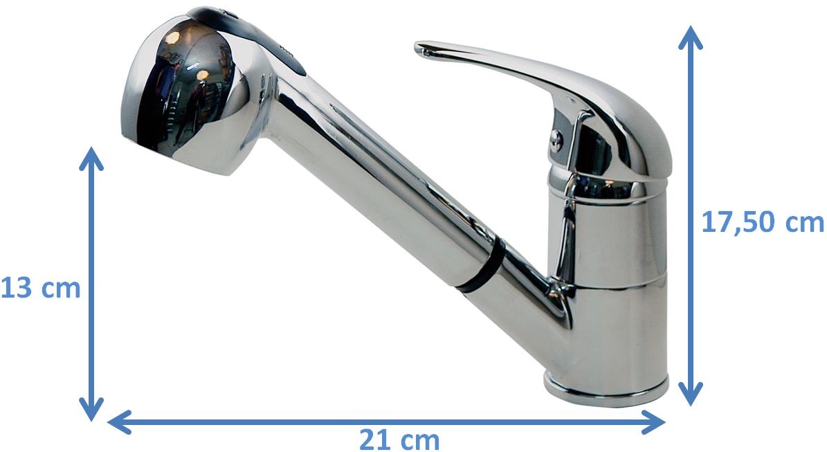 Monomando de fregadero con caño bajo extraíble Misisipi Cromo-2