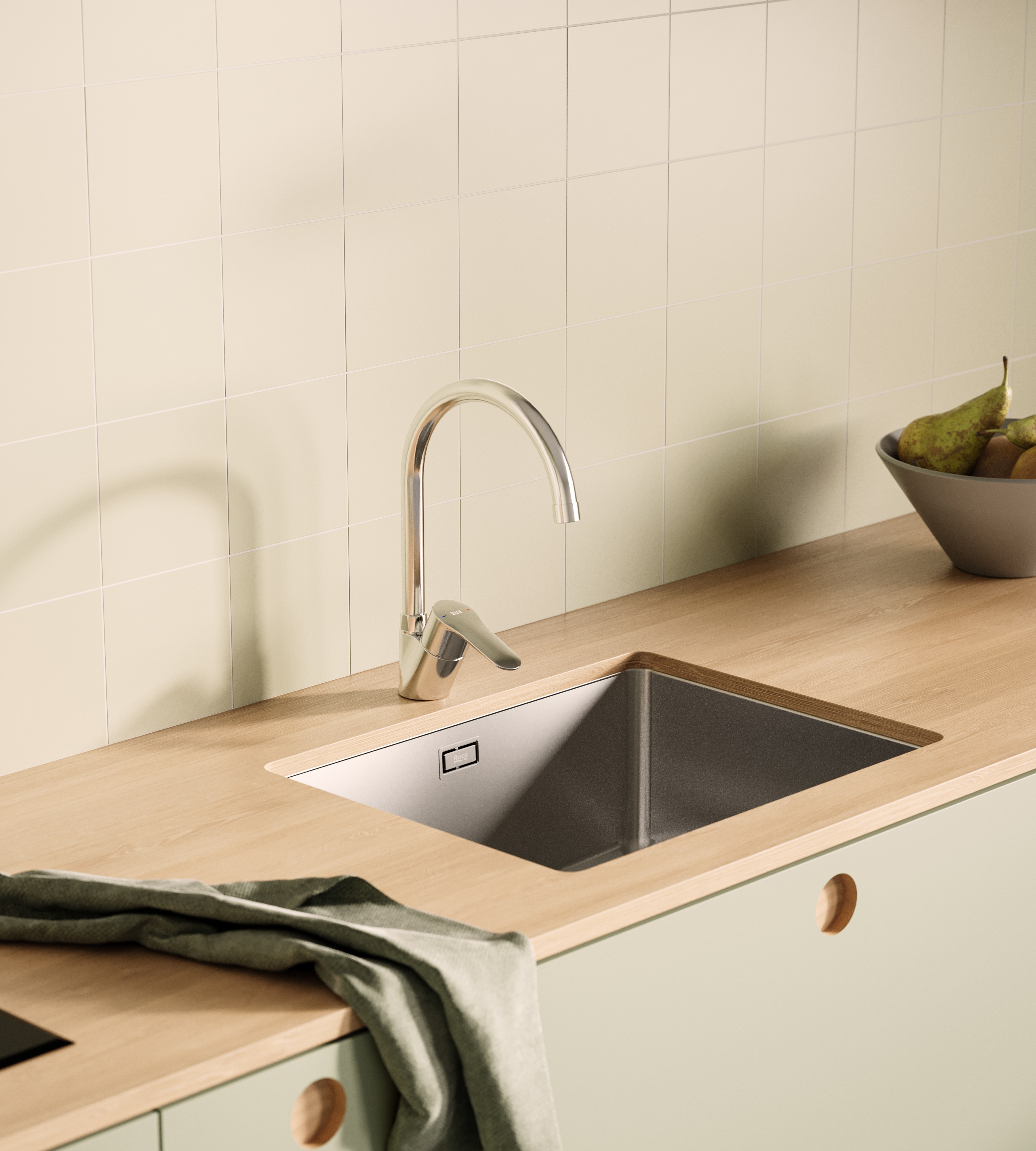 Grifo de cocina monomando de Caño Alto Mitos Cromo-3