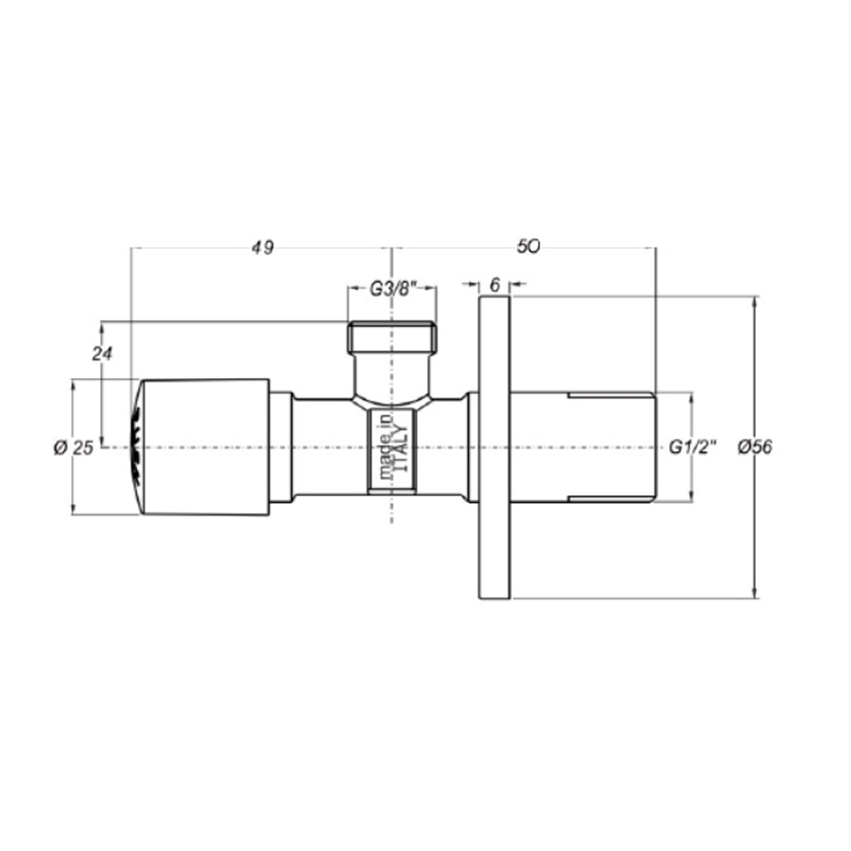 Llave de Paso Push 1/2" - 3/8" Negro-4