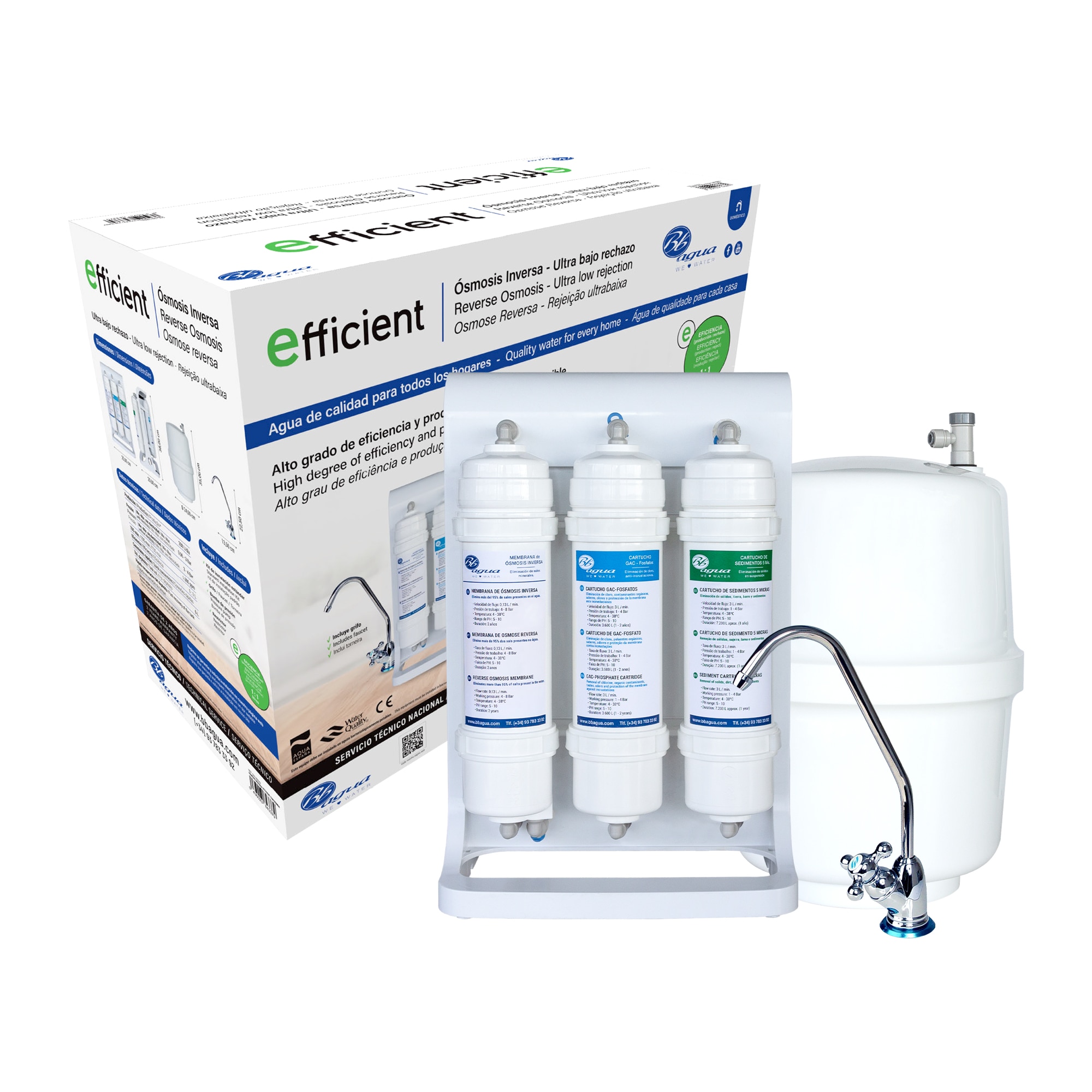 Equipo de Ósmosis Inversa 4 etapas Efficient con Bomba Acero Inox-6