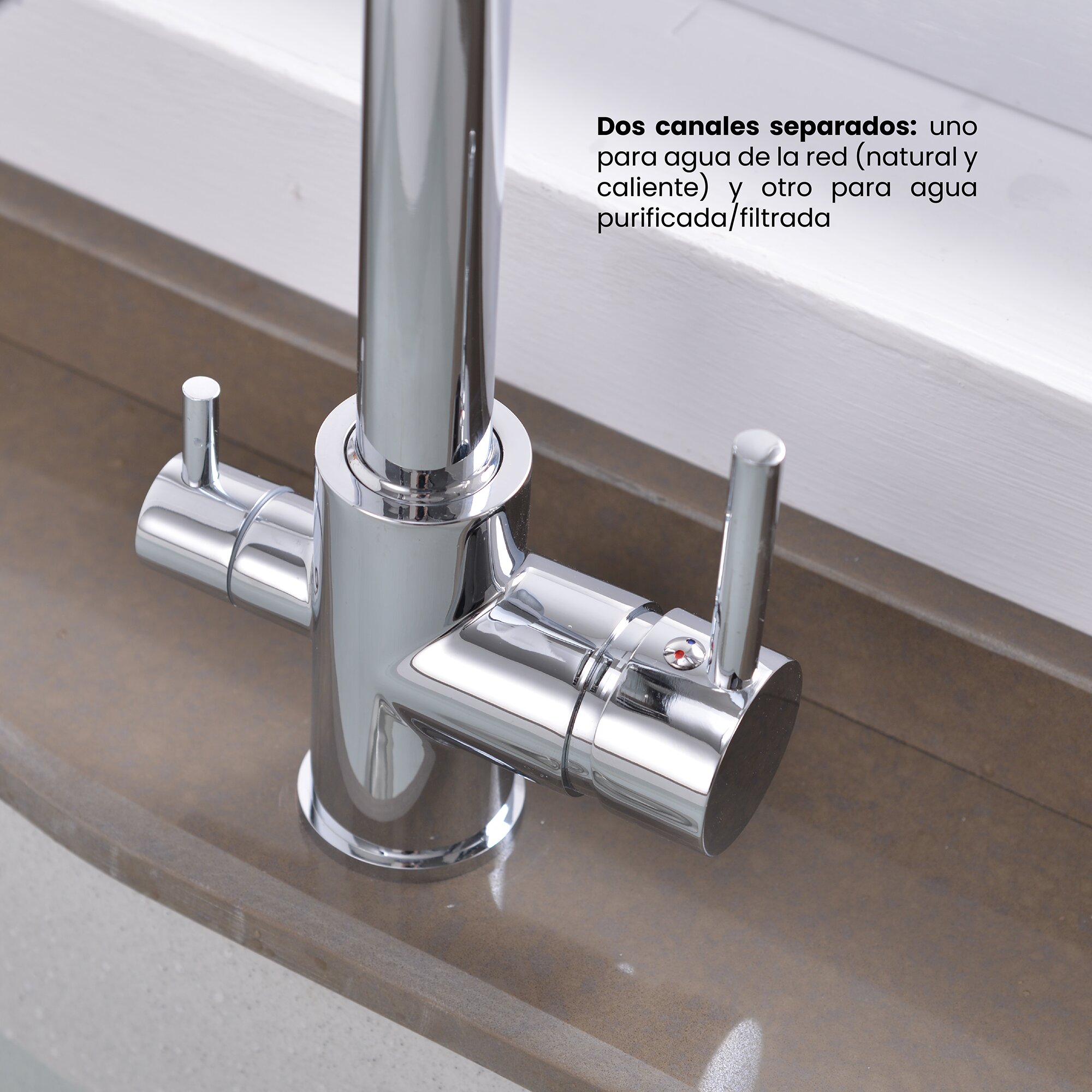 Grifo 3 Vías Classic con Mezclador Ósmosis Grupagua Acero Inox-4