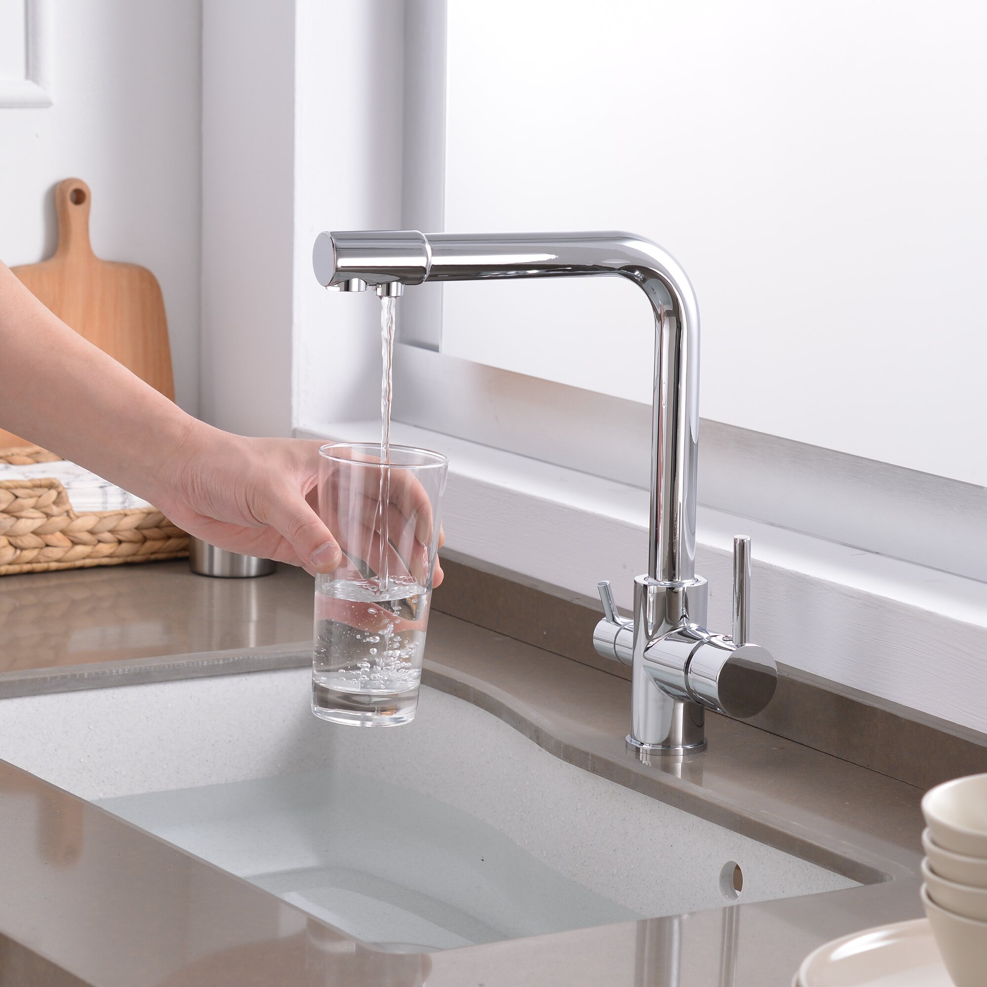 Grifo 3 Vías Classic con Mezclador Ósmosis Grupagua Acero Inox-7