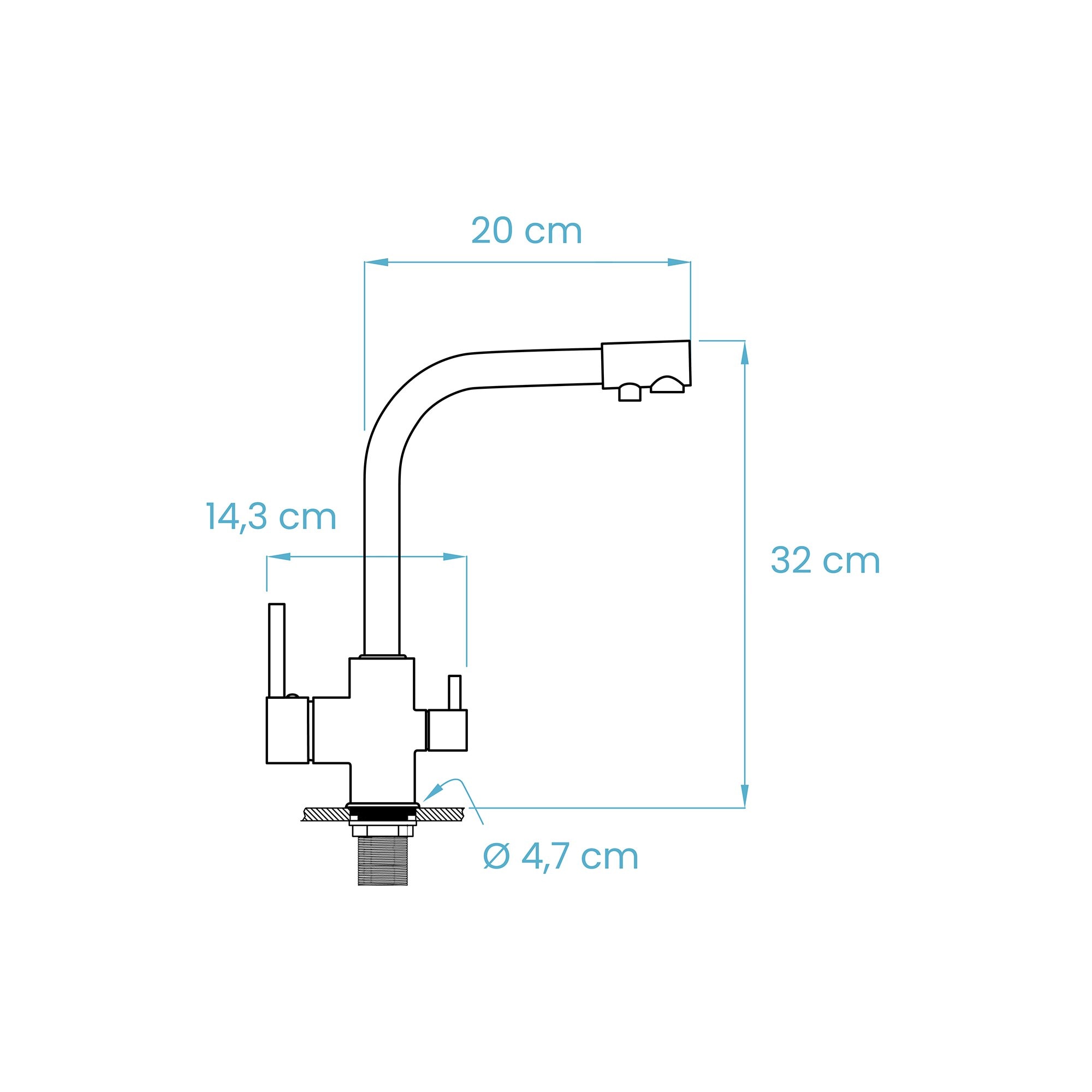 Grifo 3 Vías Classic con Mezclador Ósmosis Grupagua Acero Inox-12