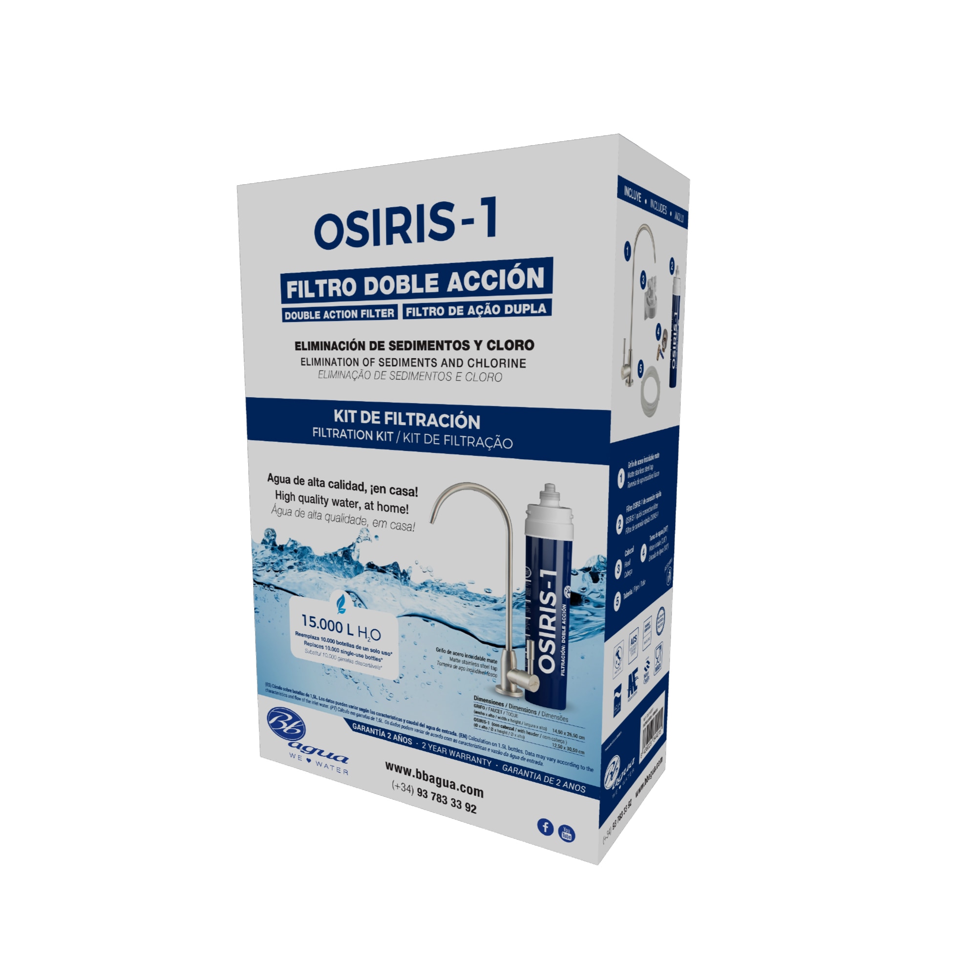 Filtro Agua con doble Acción bajo Encimera Osiris 1 Acero Inox-4