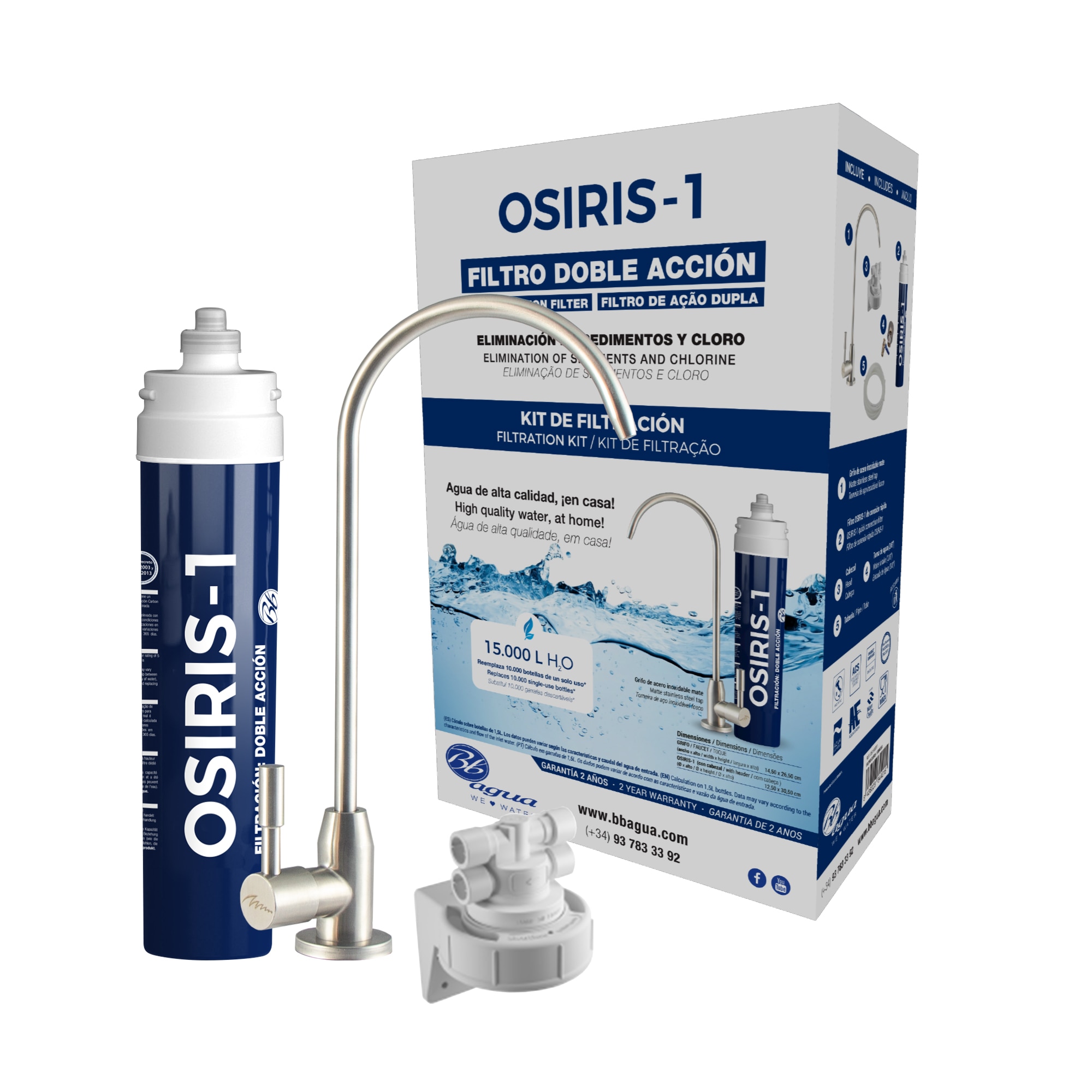 Filtro Agua con doble Acción bajo Encimera Osiris 1 Acero Inox-5