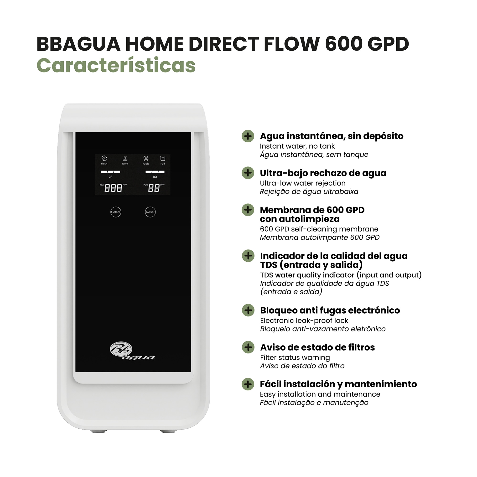 Equipo de Osmosis Inversa directa modelo GPD 600 Blanco-3