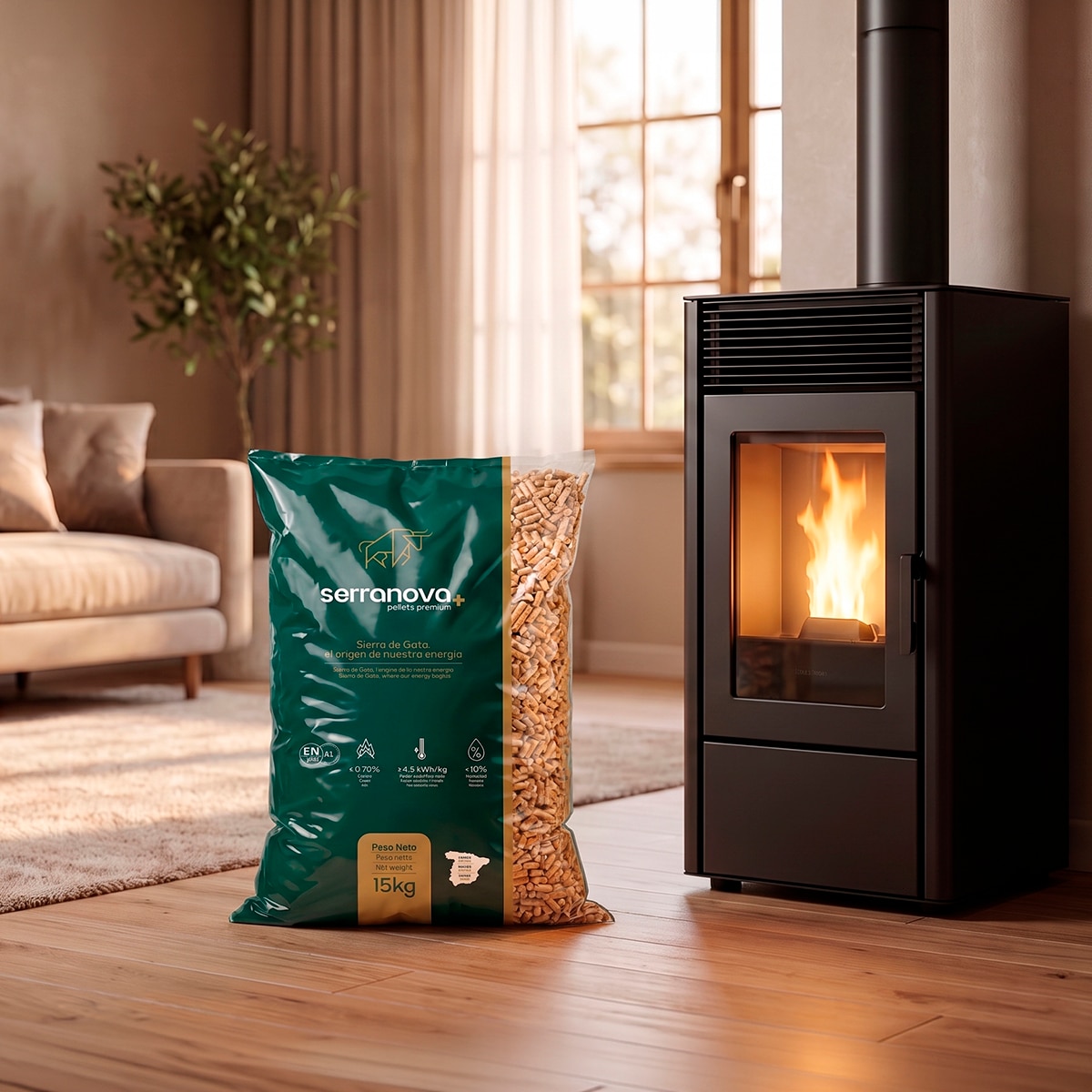 Saco de pellet Serranova 15Kg ENplus A1 6