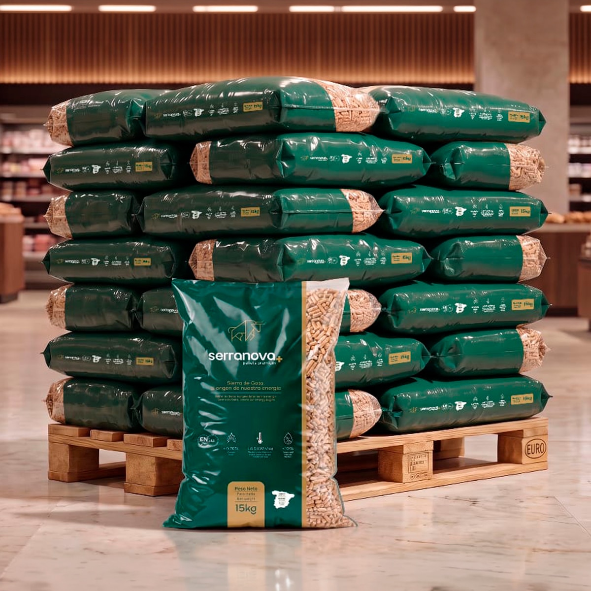 Saco de pellet Serranova 15Kg ENplus A1 8