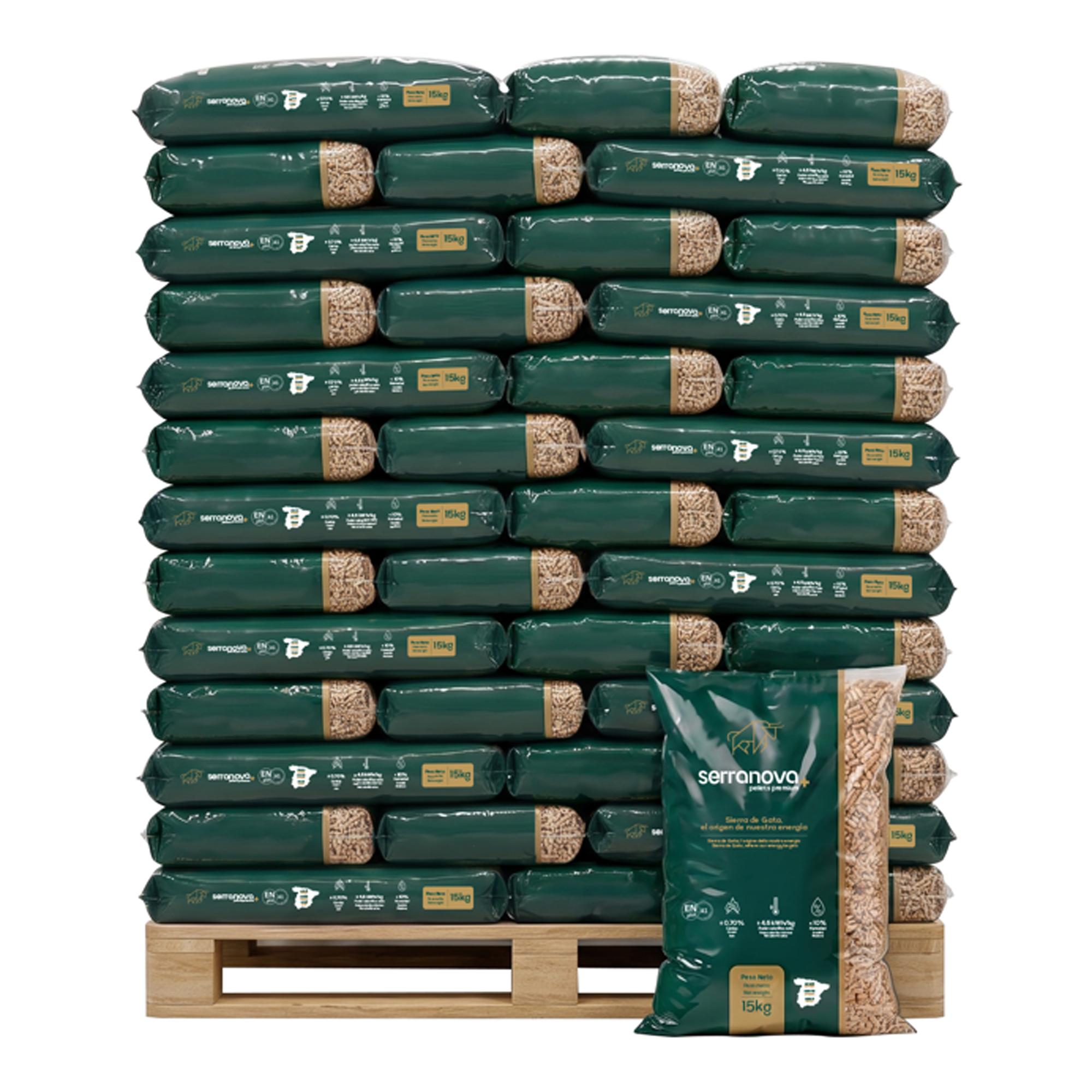 Imagen 0 de Palet de 36 sacos de pellet Serranova 15Kg ENplus A1