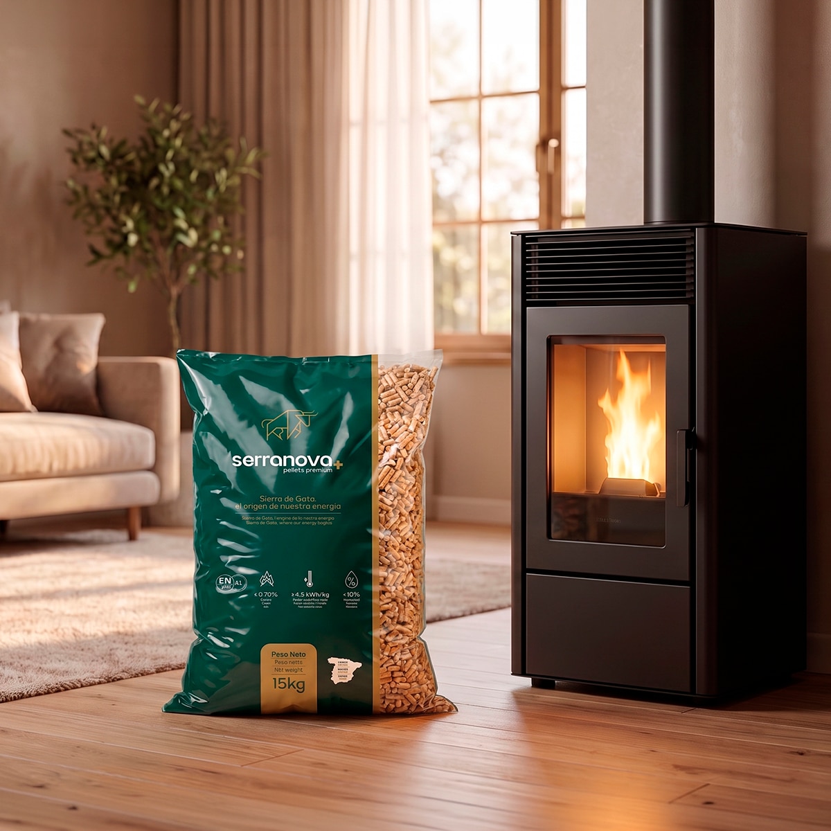 Palet de 72 sacos de pellet Serranova 15Kg ENplus A1 8