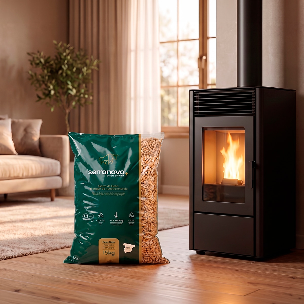Palet de 36 sacos de pellet Serranova 15Kg ENplus A1 8