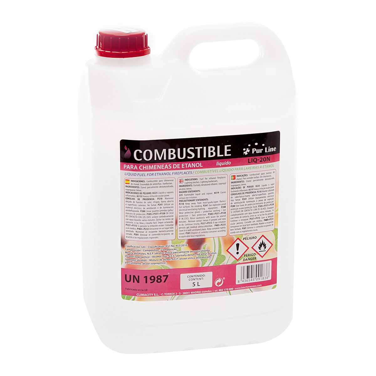 Imagen 0 de Garrafa Bioetanol Inodoro 5 l