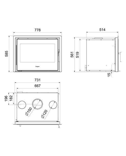 Insertable Leña Compacto C-16/70 N HF Negro-5
