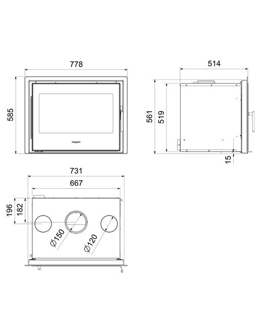 Insertable Leña Compacto C-16/70 N HF Negro-6