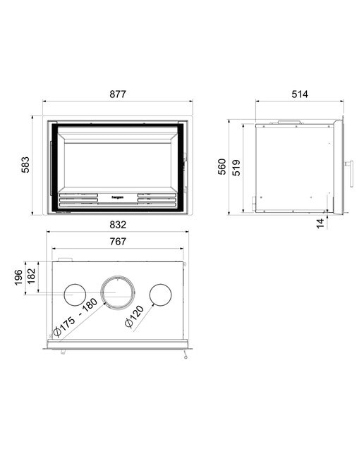 Insertable Leña Compacto C-3/80 N HF Negro-5