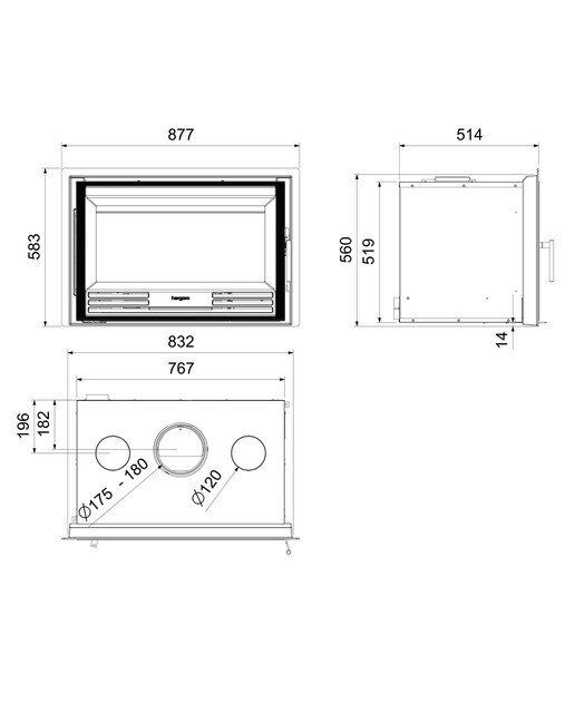 Insertable Leña Compacto C-3/80 N HF Negro-6
