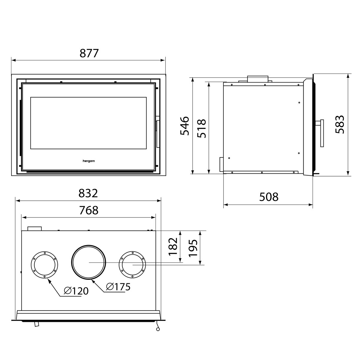 Insertable Leña Compacto C-16/80 N HF Negro-6