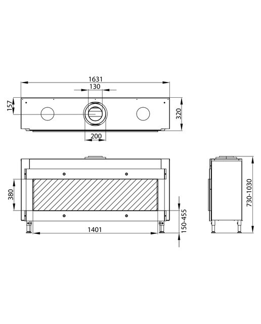 Hogar Gas Propano MG-140/38 Cristal Lateral Izquierdo Madera-3