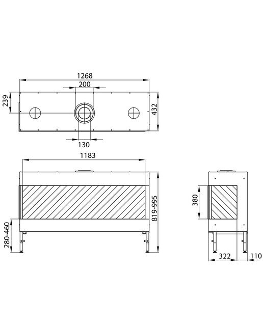 Hogar Gas Natural MG-120/38 Cristal Lateral Izquierdo Madera-3