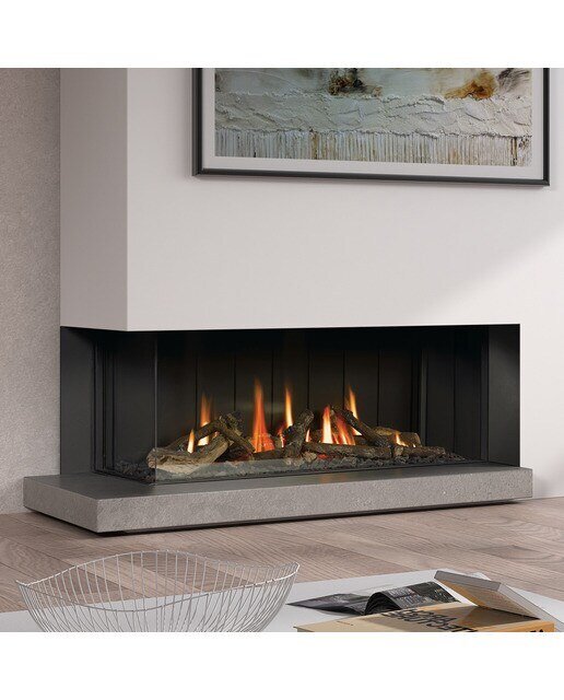 Hogar Gas Propano MG-120/38 Cristal Lateral Izquierdo Madera-2