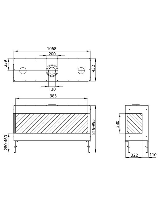 Hogar Gas Propano MG-100/38 Cristal Lateral Izquierdo Madera-3