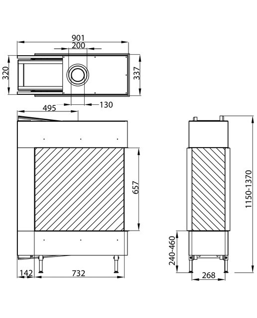 Hogar Gas Propano MG-73/65 en U DQ Madera-4