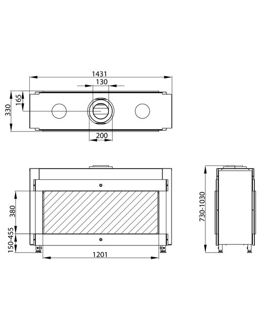 Hogar Gas Propano MG-120/38 Túnel DQ 2 Caras Cristal-4