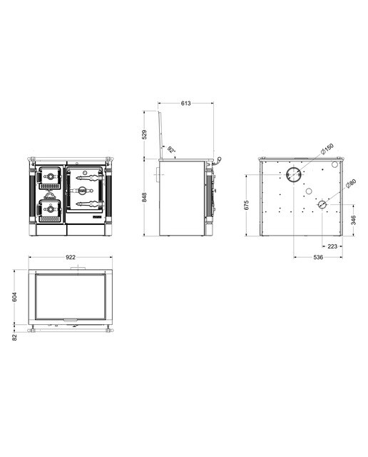 Cocina de Leña L07/90 Vitro Latón Negro / Latón-5