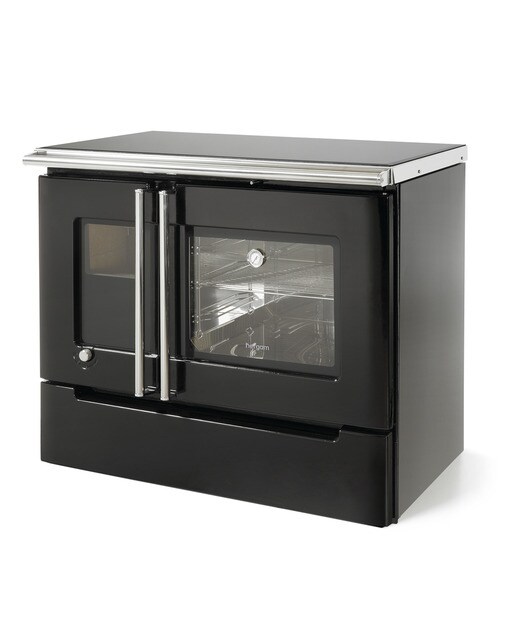 Cocina de Leña Cares Vitro Cromo con Cajón Extraíble Negro / Cromo-1
