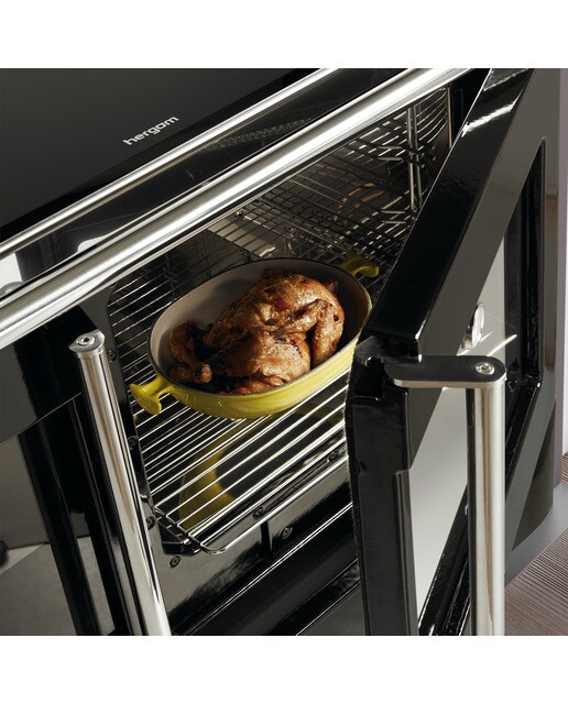 Cocina de Leña Cares Vitro Cromo con Cajón Extraíble Negro / Cromo-4