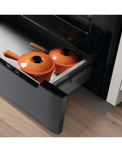Cocina de Leña Cares Vitro Cromo con Cajón Extraíble Negro / Cromo-5