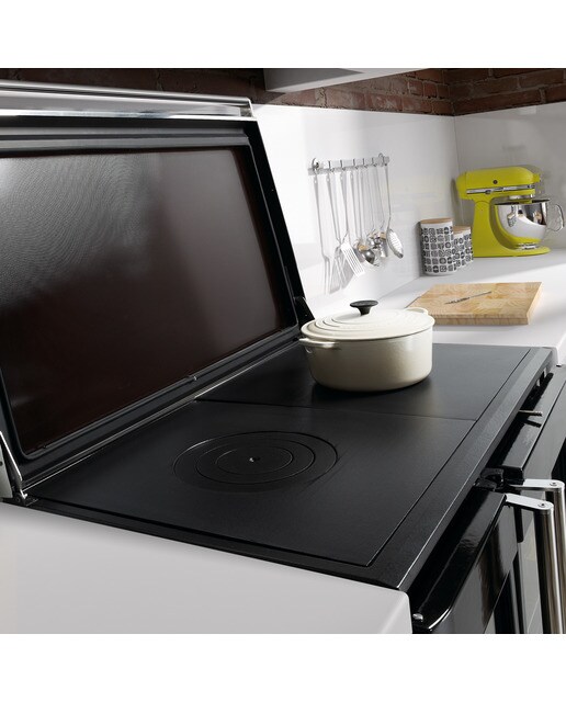 Cocina de Leña Cares Vitro Cromo con Cajón Extraíble Negro / Cromo-6