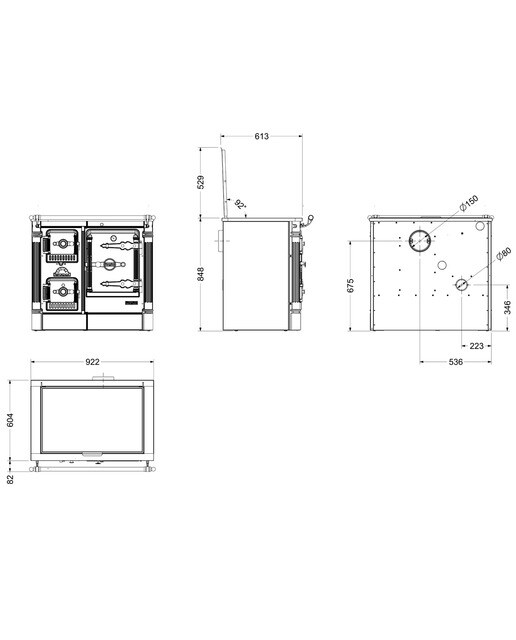 Cocina de Leña L07/90 Vitro Cromo Negro / Cromo-3