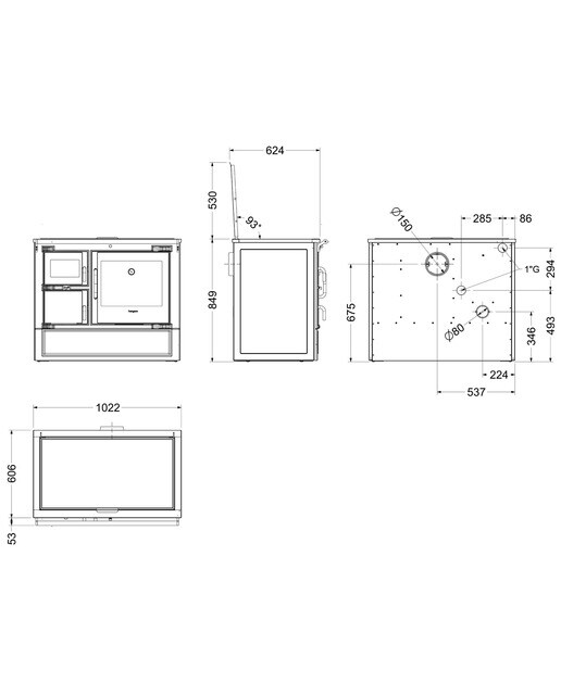 Cocina de Leña Eclecsys 100 Vitro Cromo Negro / Cromo-3