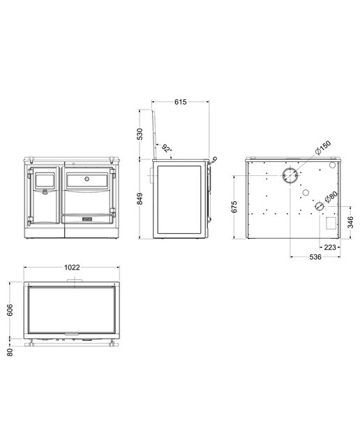 Cocina de Leña Pas 100 Vitro Cromo Negro / Cromo-3