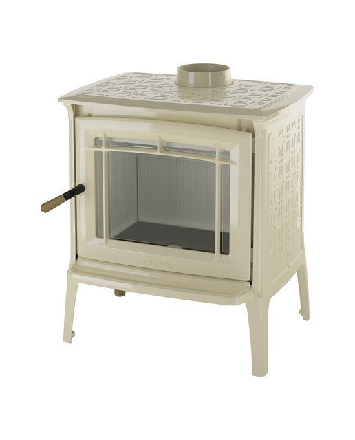 Estufa de Leña Shelburne Esmaltada Blanca Blanco / Madera-1