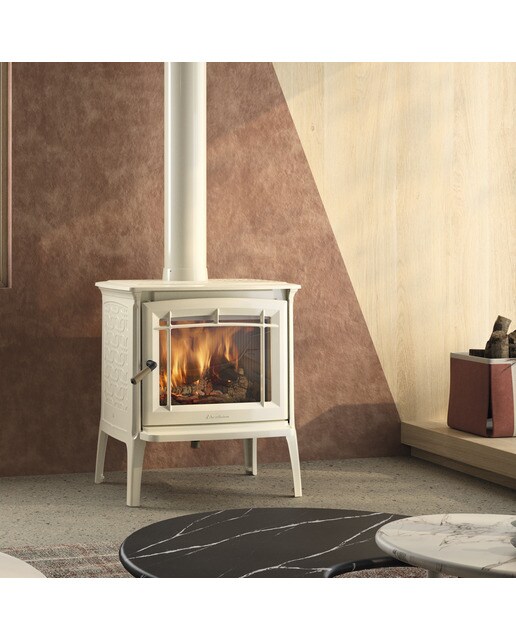 Estufa de Leña Shelburne Esmaltada Blanca Blanco / Madera-2