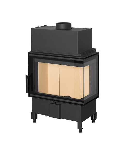 Chimenea Leña Heat 81/40 Esquinera Derecha Puerta Lateral Negro-1