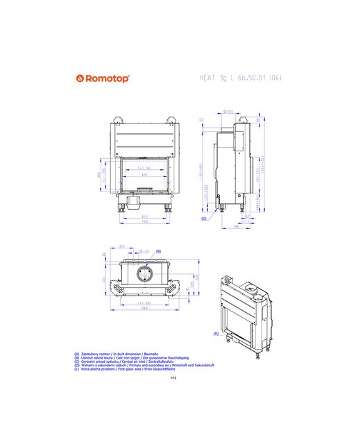 Chimenea Leña Heat FG63/47 Frontal Negro / Gris-7