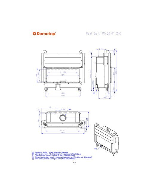 Chaminé a Lenha Heat FG107/47 Frontal Preto / Cinzento-9