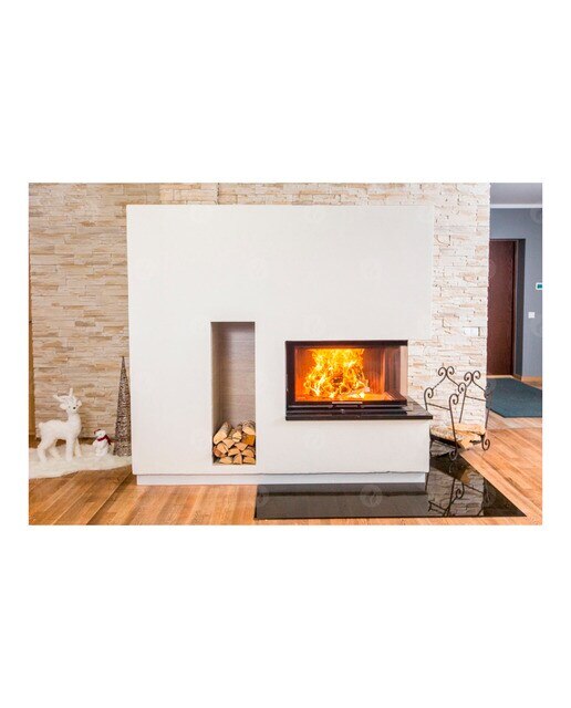 Chimenea Leña Heat E2G81/40 Esquinera Derecha Negro / Gris-2